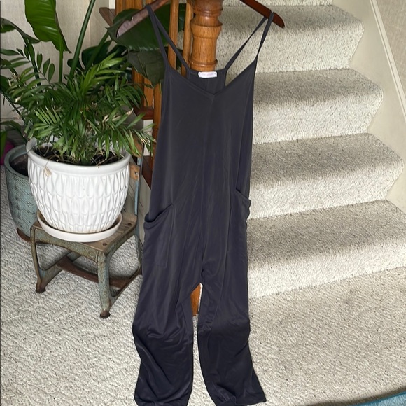 Ces Femme Black Jumpsuit super cute charcoal gray jumpsuit overalls size medium - Picture 1 of 7
